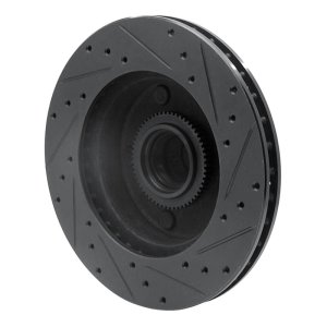Ford E-150 Econoline Brake Rotor (1) - Front Left - R1 Concepts - Drilled & Slotted - Black - `94-`03
